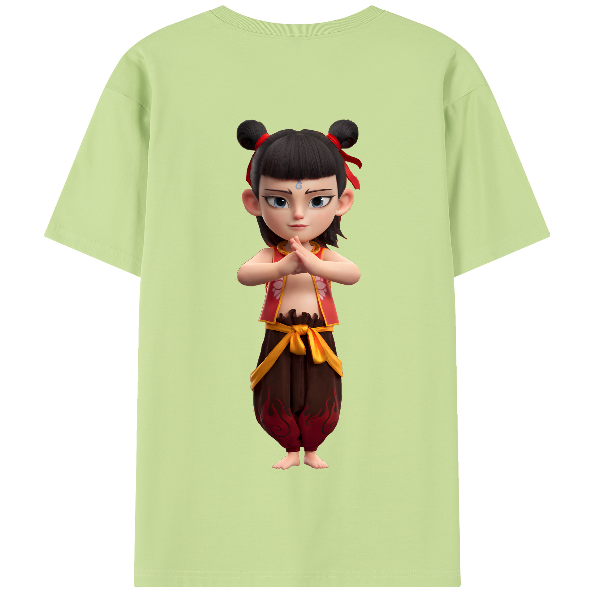 （画像用） Ne Zha 2 ナタ 魔童の大暴れ 綿100％半袖Tシャツ（背面プリント）